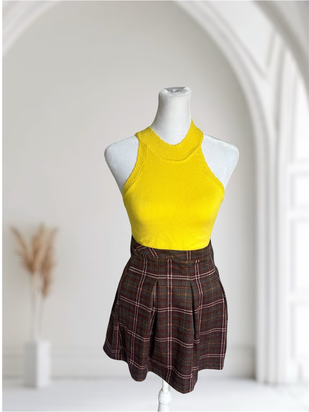 Arizona Jean Co. Pleated Plaid Mini Skirt Size XL Preppy Academia Aesthetic
